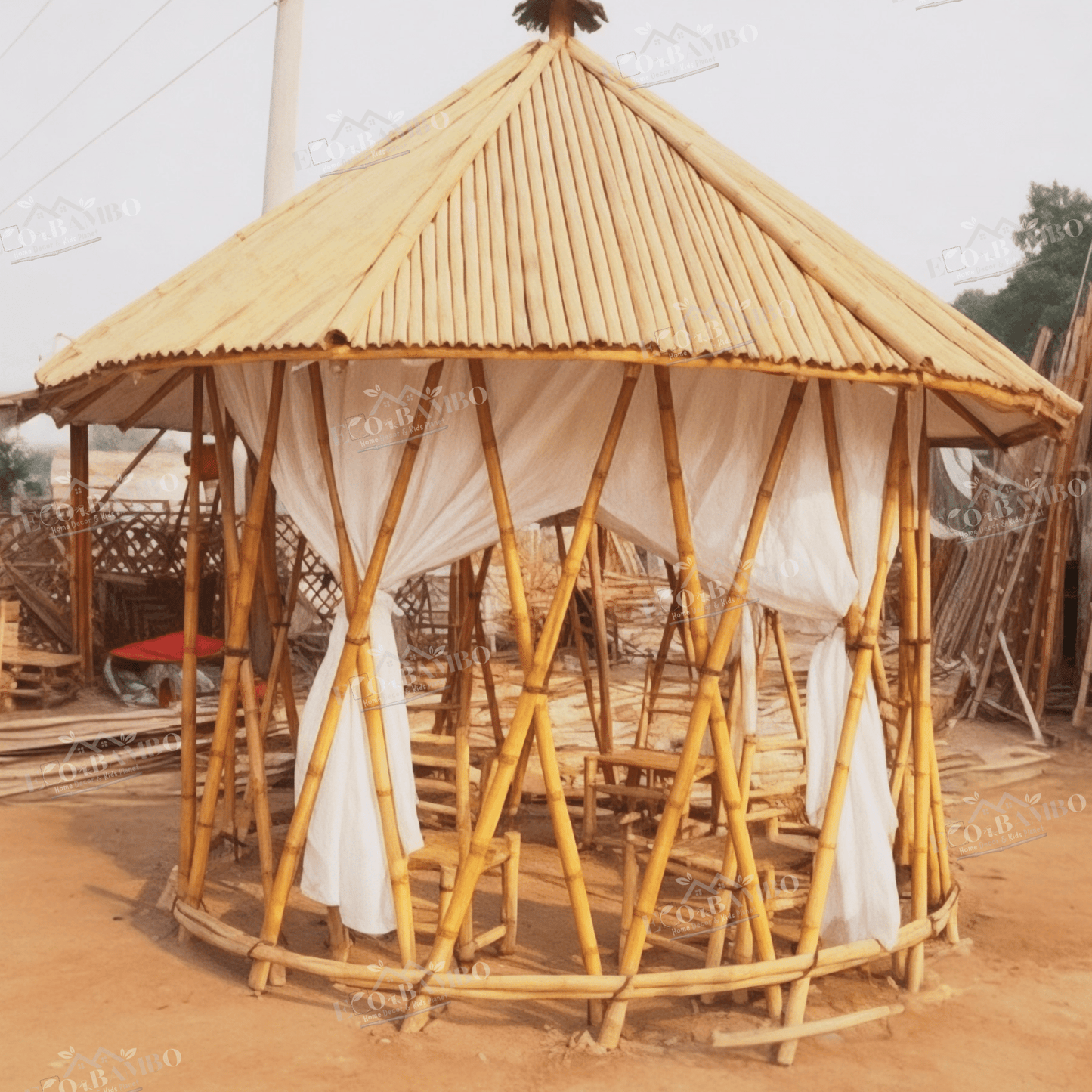 ECO BAMBO Bamboo Canopy Natural Bamboo Canopy with Elegant Outdoor Style