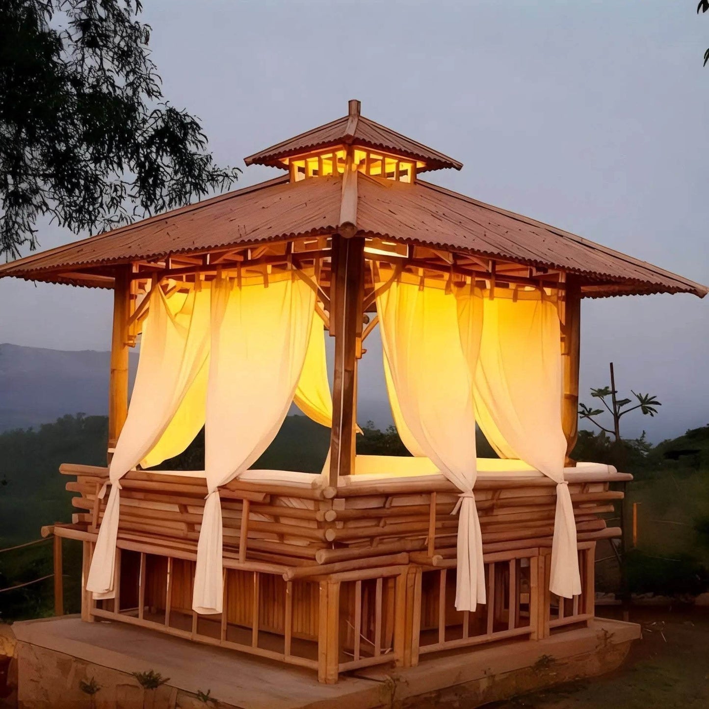 ECO BAMBO Bamboo Gazebo Spacious Bamboo Gazebo with Multi-Purpose Use