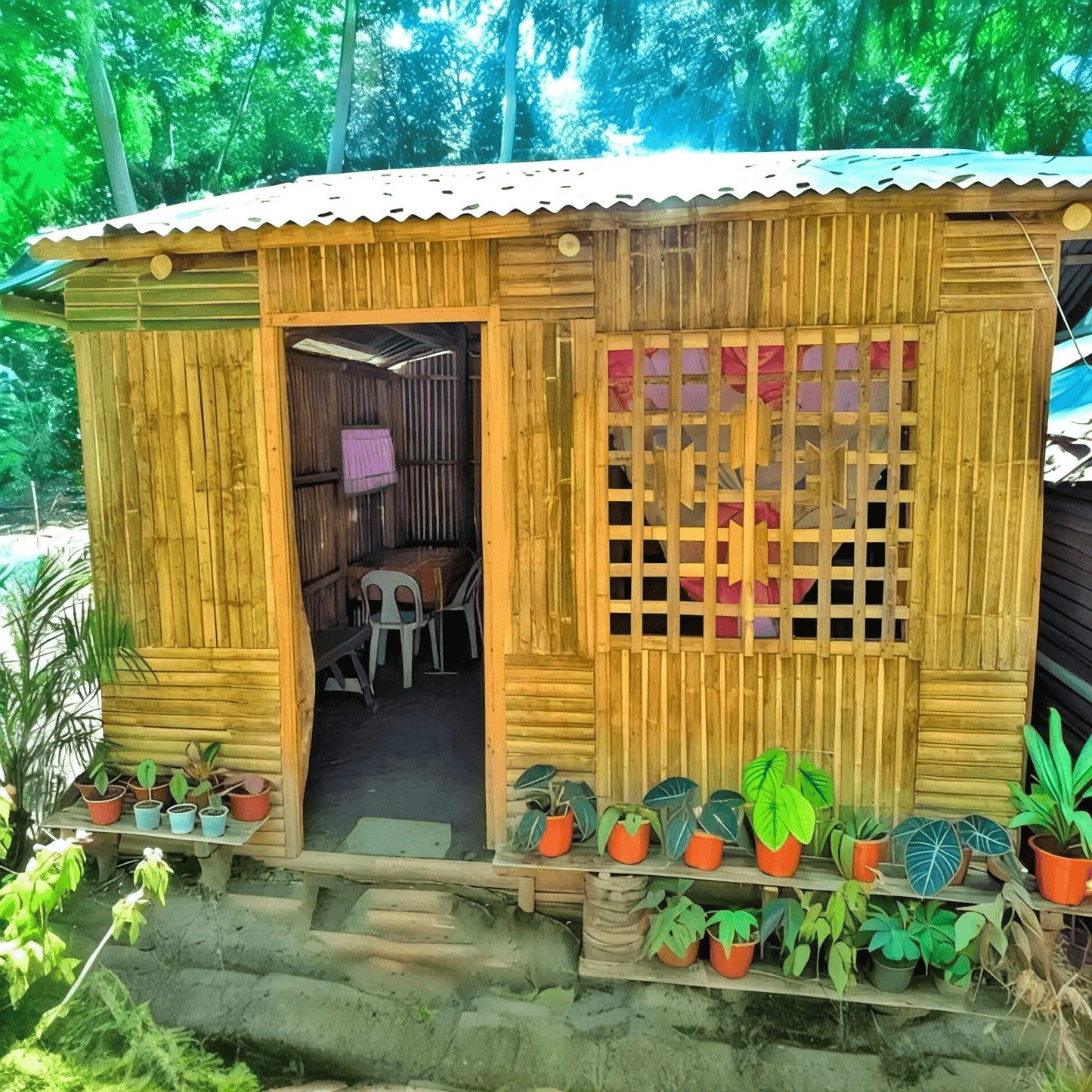 ECO BAMBO Bamboo House Charming Bamboo Log Cabin – Rustic Design, Eco-Friendly Living, and Cozy Comfort