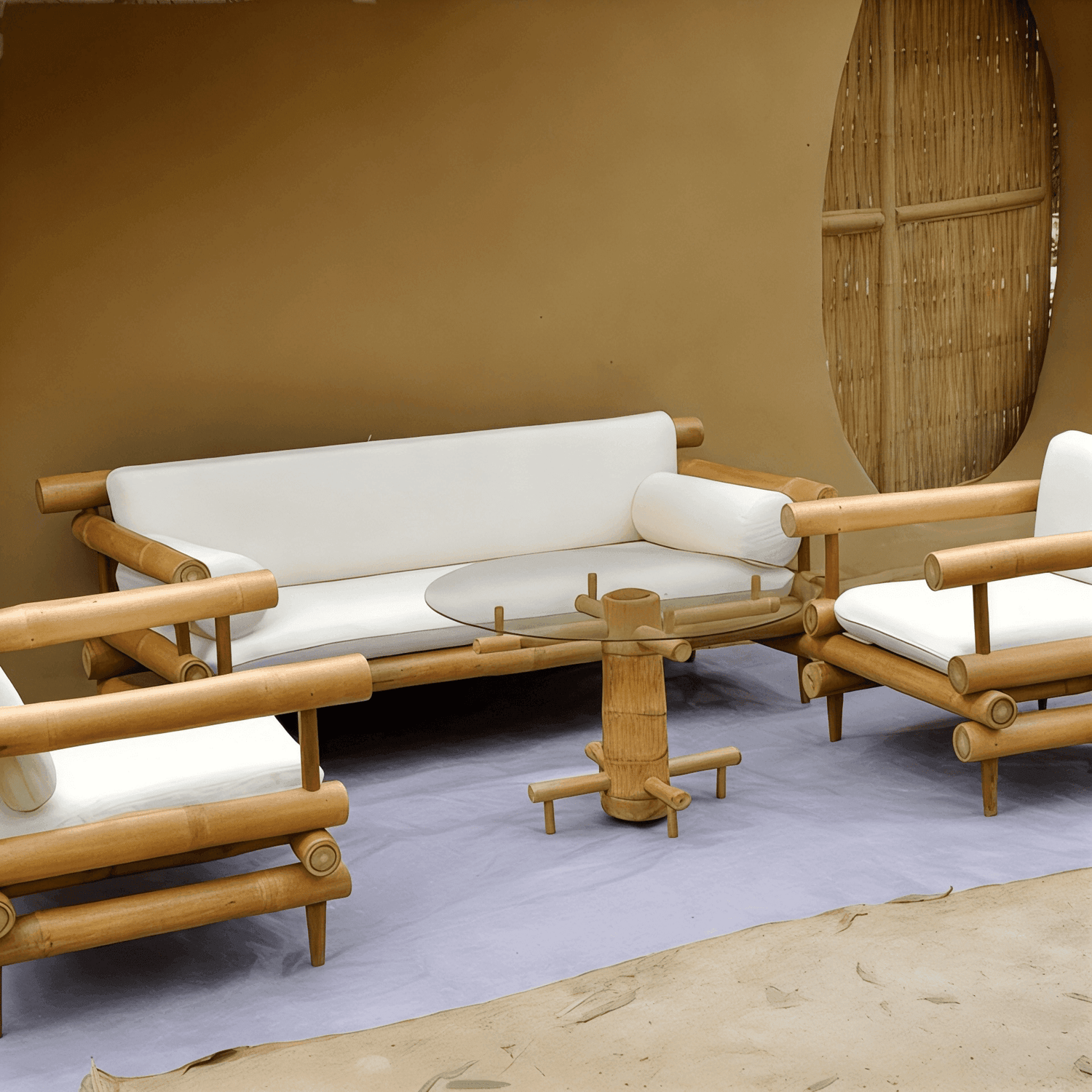 Premium Bamboo Lounge Set with Cushioned Seating | Modern Outdoor & Indoor Comfort - ECO BAMBO