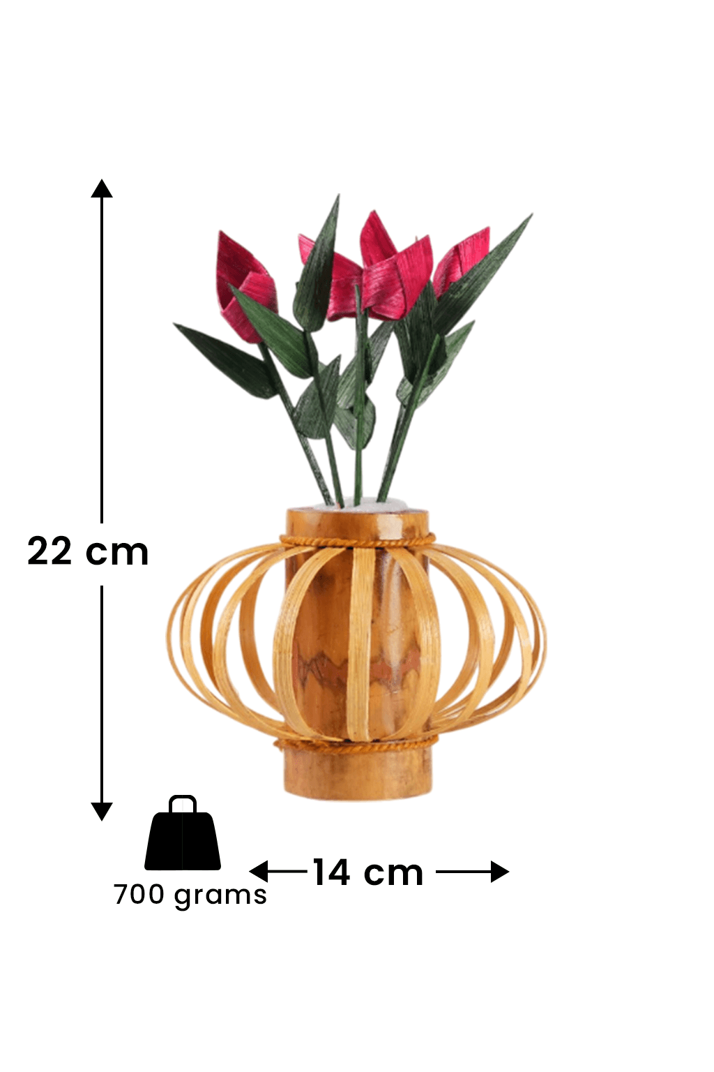 Small Bamboo Flower Pot with Stand – Stylish & Indoor Artificial Pot - ECO BAMBO