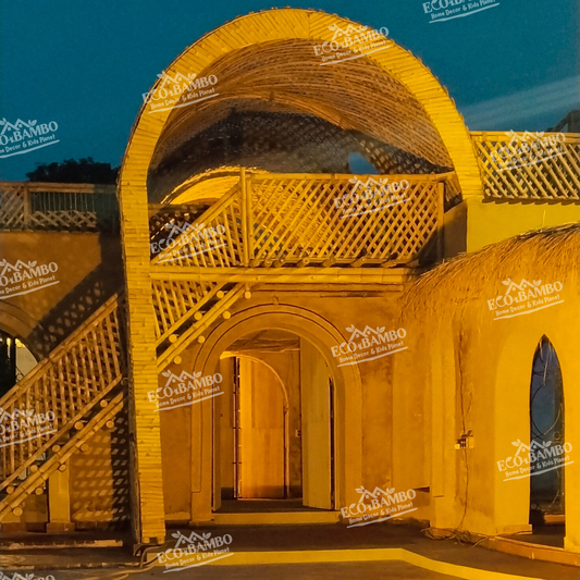 Eco Bamboo Farm House on Mud Structure |  Organic Bamboo Home Design