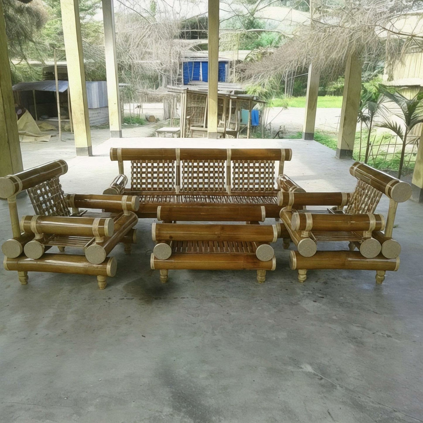Traditional Handcrafted Bamboo Sofa Set – Durable & Natural Elegance - ECO BAMBO