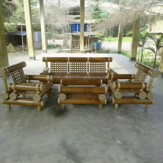 Traditional Handcrafted Bamboo Sofa Set – Durable & Natural Elegance - ECO BAMBO