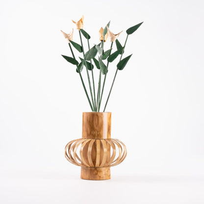 ECO BAMBO Bamboo Big Flower Pot Deep half white hint ntural Big Bamboo Household Standing Plant Pot – Perfect for Home & Garden