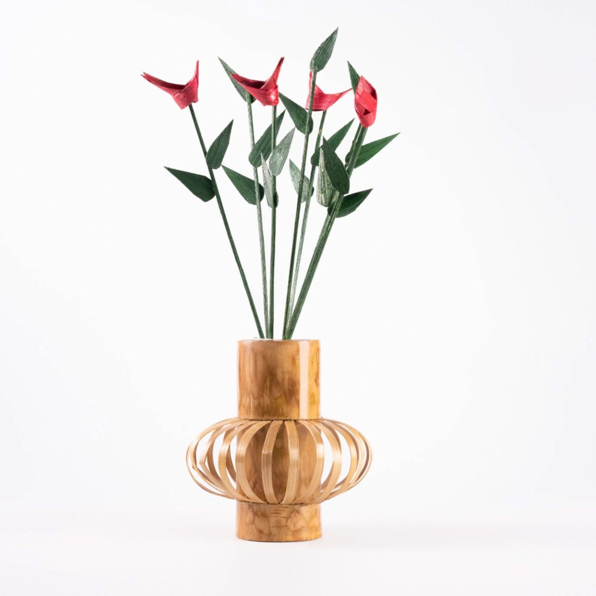 ECO BAMBO Bamboo Big Flower Pot Red Big Bamboo Household Standing Plant Pot – Perfect for Home & Garden