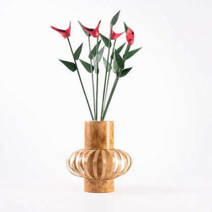 ECO BAMBO Bamboo Big Flower Pot Red Big Bamboo Household Standing Plant Pot – Perfect for Home & Garden