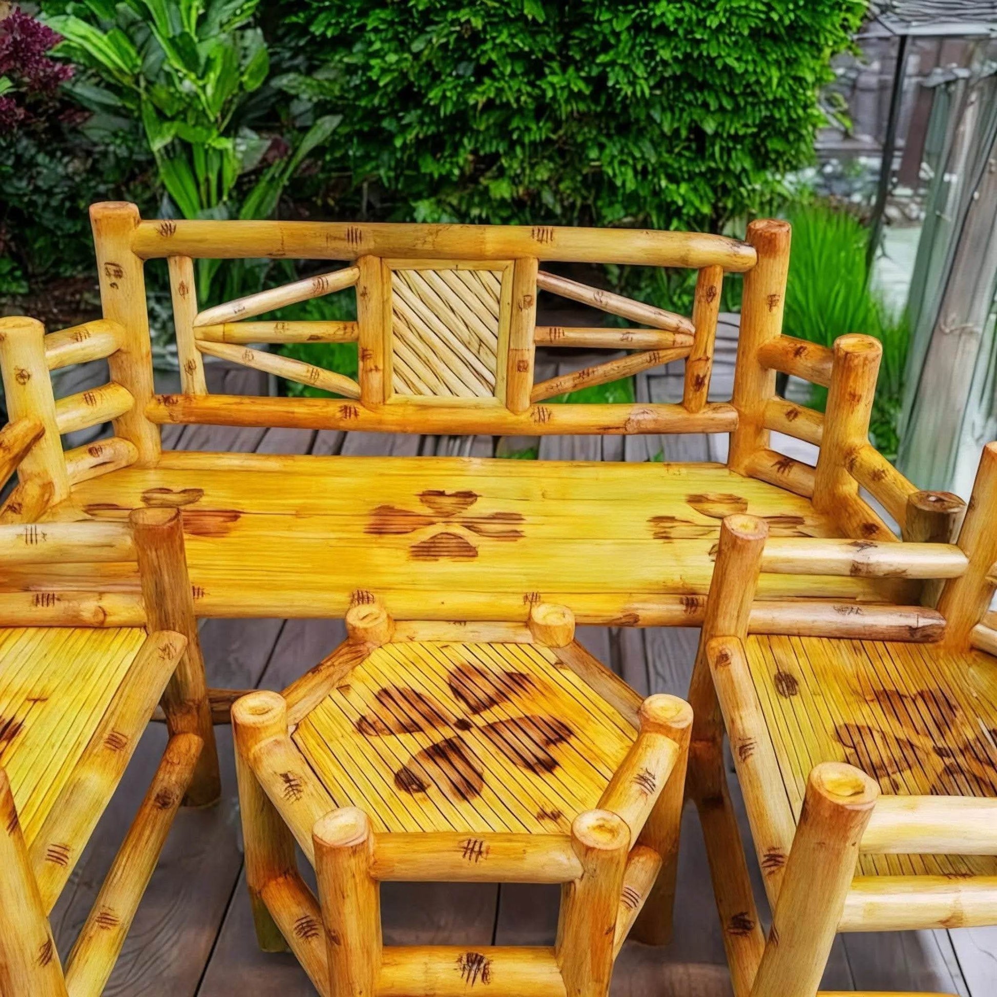 Bamboo Dining Table Sets Rustic chair table set – ECO BAMBO