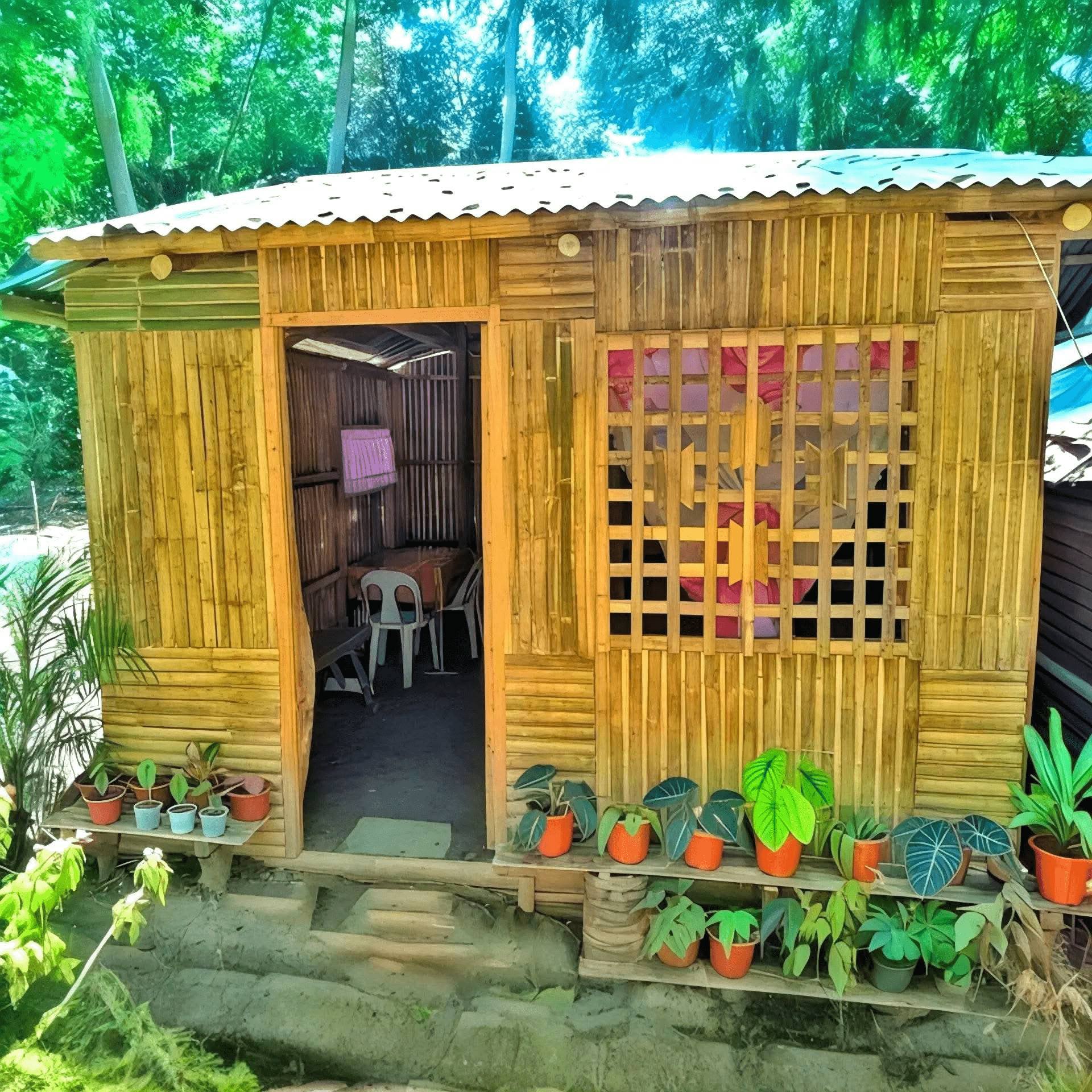 ECO BAMBO Bamboo House Charming Bamboo Log Cabin – Rustic Design, Eco-Friendly Living, and Cozy Comfort