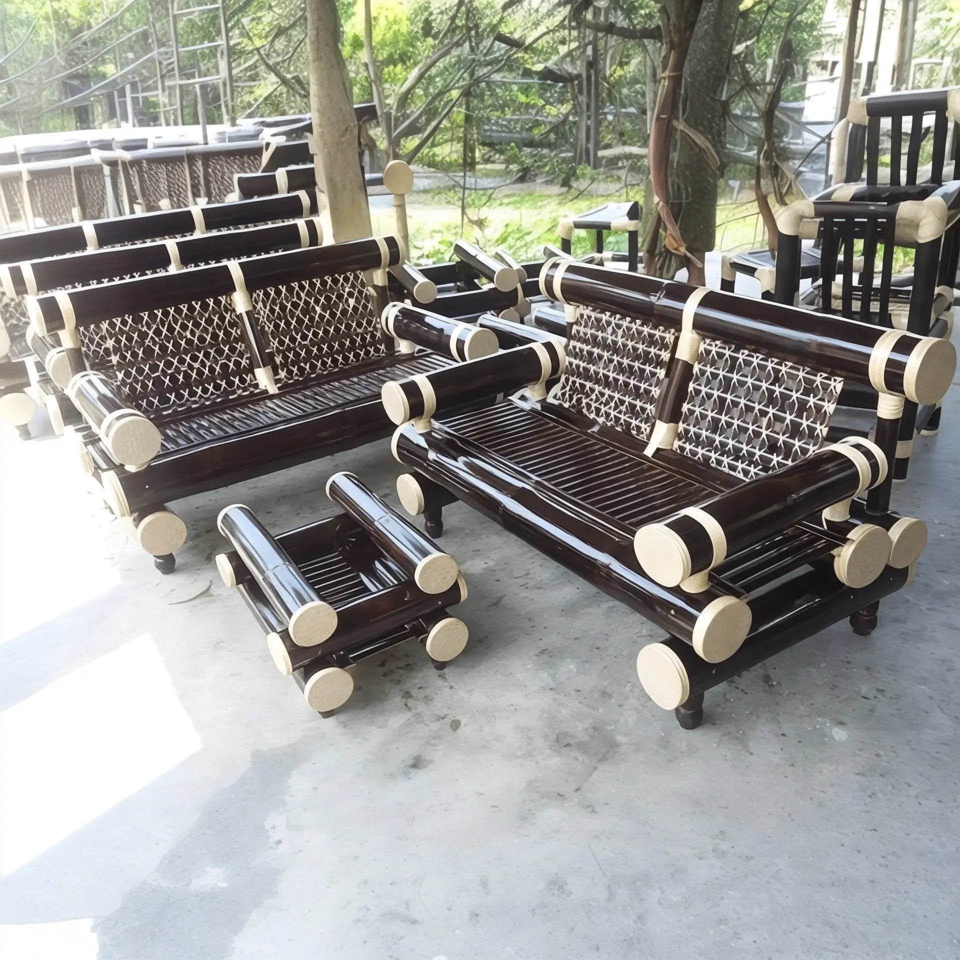 ECO BAMBO Bamboo Sofa Set Outdoor Spaces Ke Liye Stylish Bamboo Sofa Set