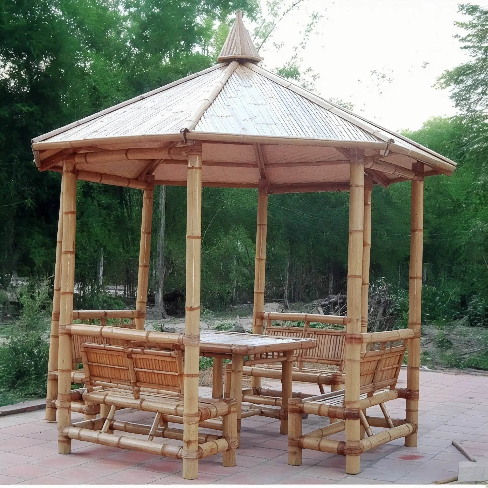ECO BAMBO Gazebo Bamboo Family Bamboo Gazebo with Comfortable Seating
