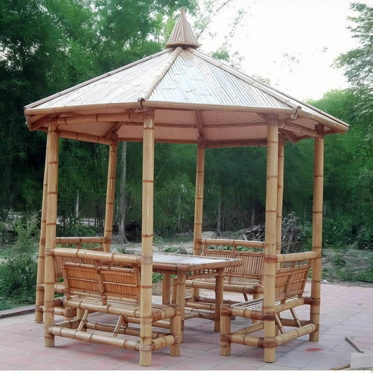 ECO BAMBO Gazebo Bamboo Family Bamboo Gazebo with Comfortable Seating