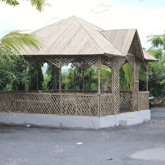 ECO BAMBO Gazebo Bamboo Gazebo with Elegant Lighting and Luxurious Seating