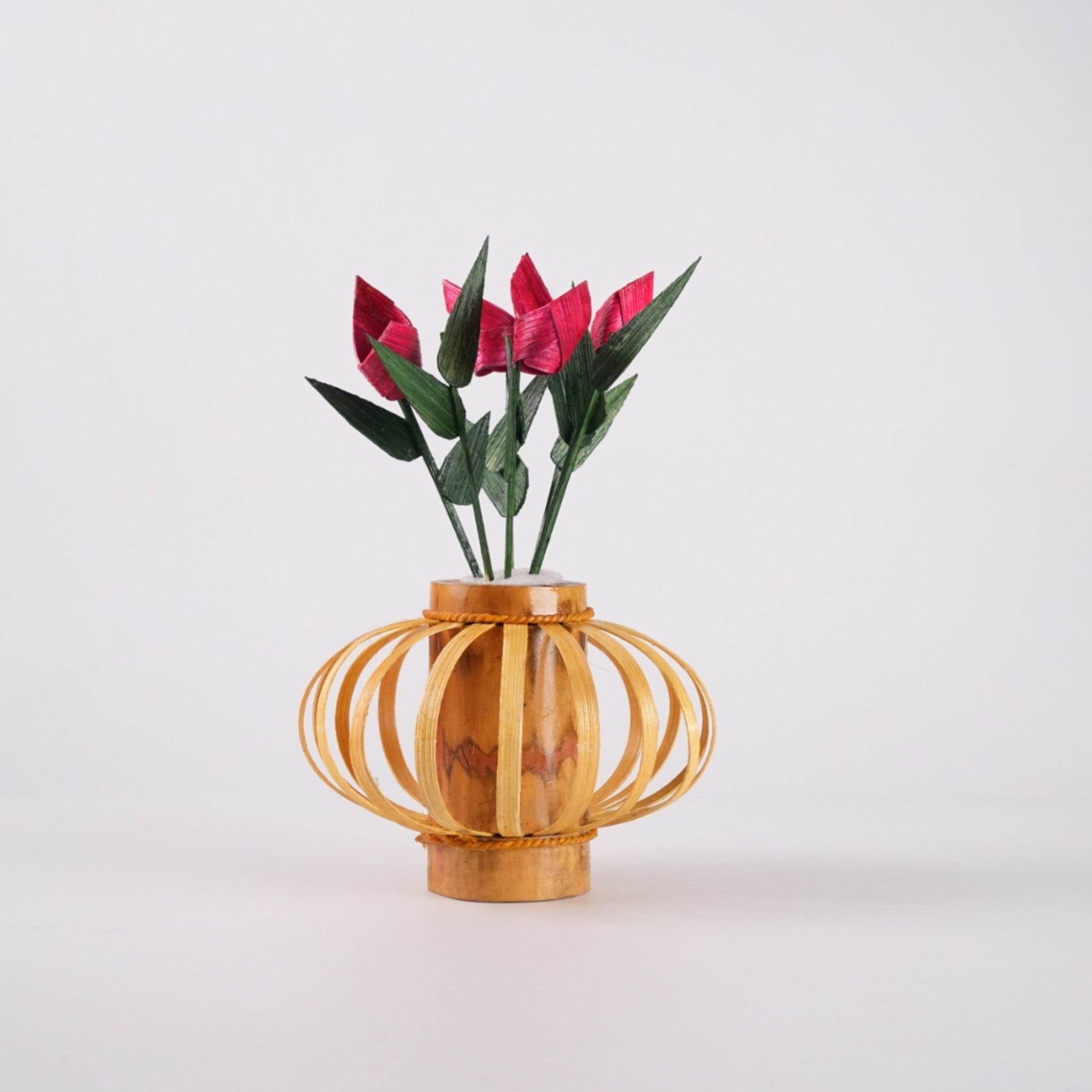 Small Bamboo Flower Pot with Stand – Stylish & Indoor Artificial Pot - ECO BAMBO