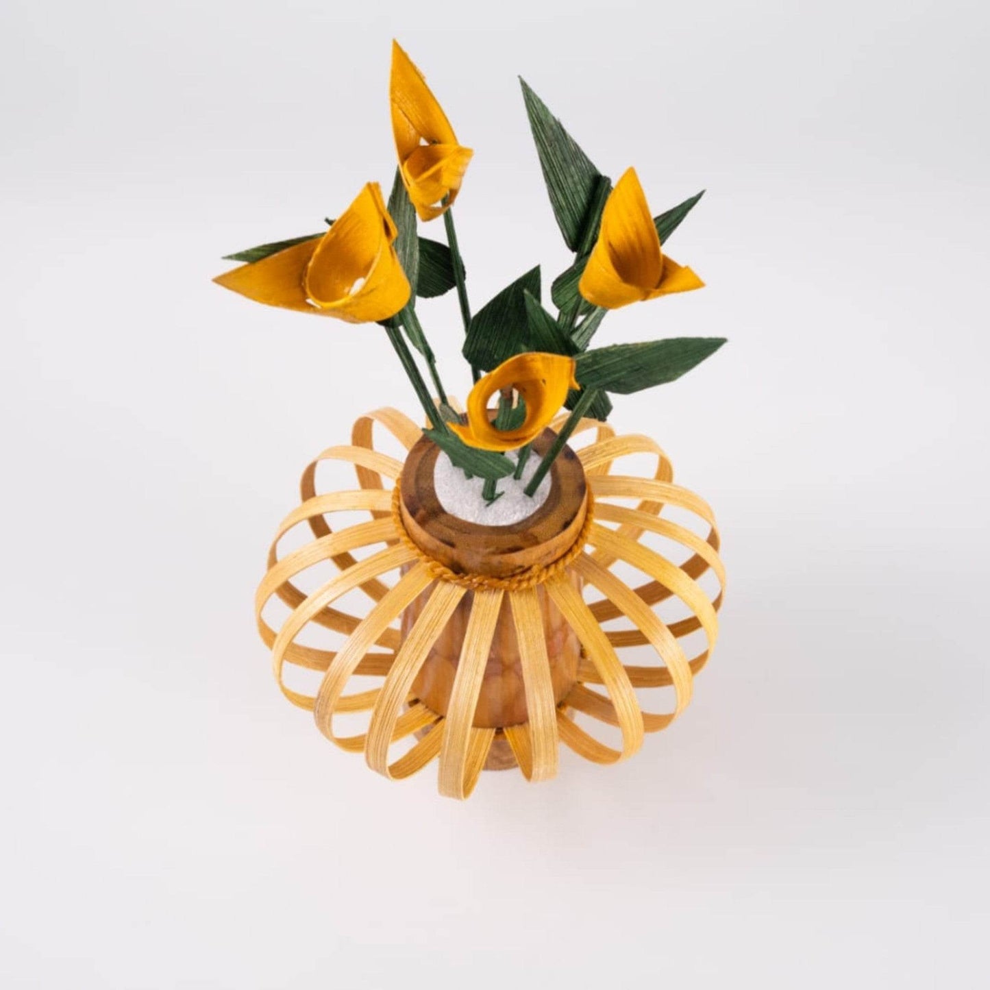 Small Bamboo Flower Pot with Stand – Stylish & Indoor Artificial Pot - ECO BAMBO