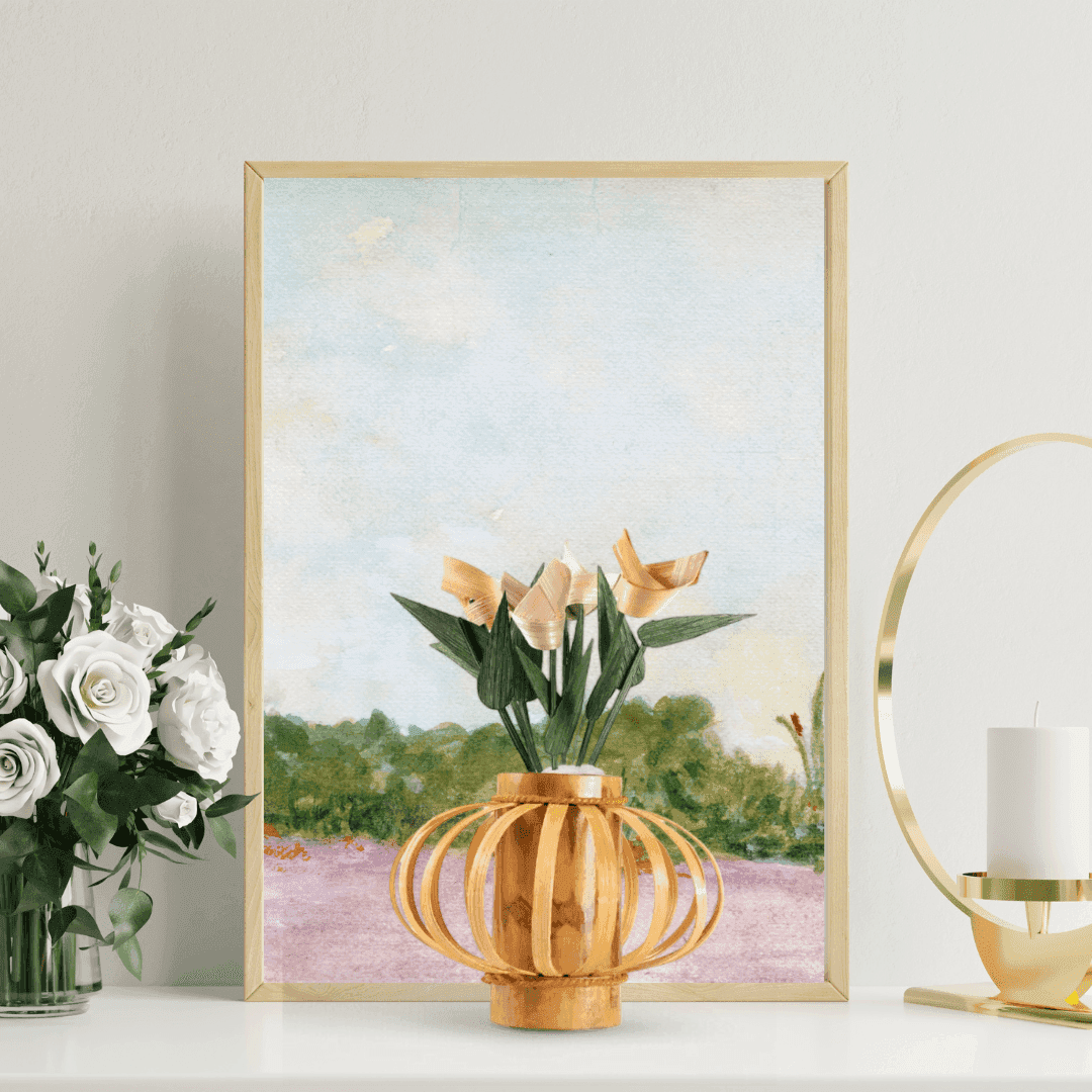 ECO BAMBO Small Bamboo Flower Pot Small Bamboo Flower Pot with Stand – Stylish  & Indoor Artificial Pot