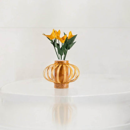 ECO BAMBO Small Bamboo Flower Pot Yellow Small Bamboo Flower Pot with Stand – Stylish  & Indoor Artificial Pot