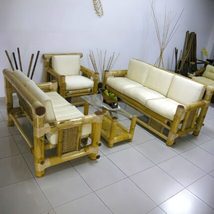 Classic Bamboo Sofa Set – Strong, Stylish & Naturally Timeless
