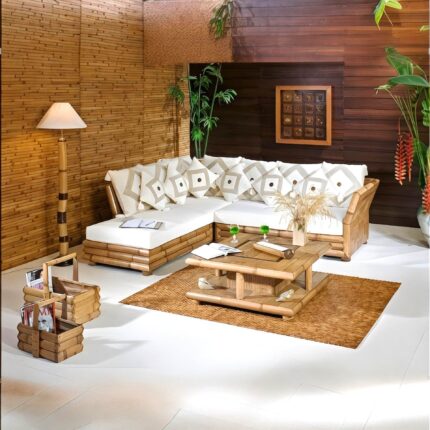 Modern Living Room Ke Liye Elegant Bamboo Sofa set