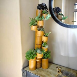 Artistic Bamboo Flower Pot Stand – Eco-Friendly Decor for Homes