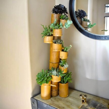 Artistic Bamboo Flower Pot Stand – Eco-Friendly Decor for Homes