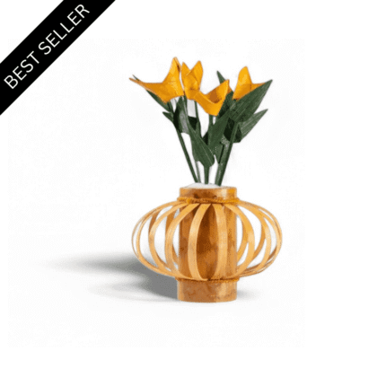 Small Bamboo Flower Pot with Stand – Stylish  & Indoor Artificial Pot