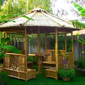 Elegant bamboo gazebo with open Air design for relaxing
