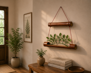 Handcrafted Bamboo Hanging Wall Planter | Decorative Wall Hanging for Home & Garden