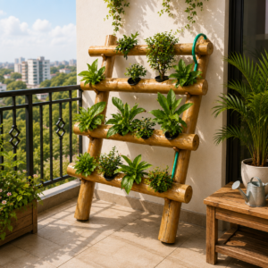 Handcrafted Bamboo Plant Stand for Indoor & Outdoor Plants | Decorative Flower Pot Stand