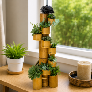 Handcrafted Bamboo Planter Pot for Indoor & Outdoor Plants | Decorative Garden Flower Pot