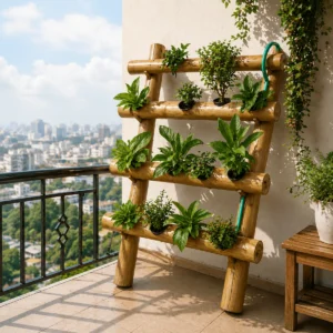 Handcrafted Bamboo Plant Stand for Indoor & Outdoor Plants | Decorative Flower Pot Stand