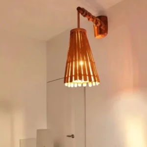 Handcrafted Bamboo Hanging Wall Lamp | Modern Wooden Wall Light for Home & Bedroom