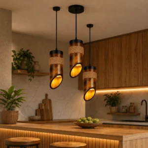 Handcrafted Bamboo Pendant Light | Modern Hanging Ceiling Lamp for Home & Dining Room