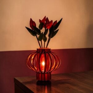 Handcrafted Small Bamboo Flower Vase Lamp | Decorative Small Table Lamp with Bamboo Flowers