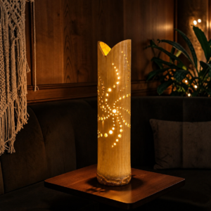 Handcrafted Bamboo Spiral Table Lamp | Decorative Indoor LED Lamp